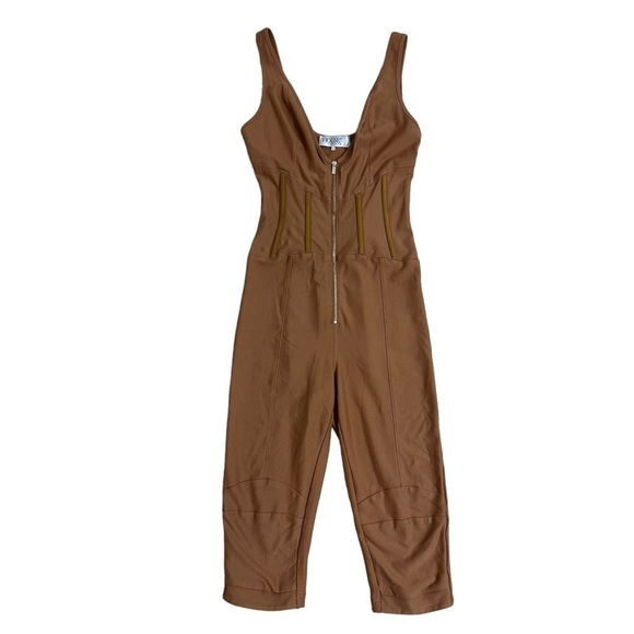 House of CB Bodysuit Fitted Jumpsuit Romper Corset Brown Sexy Going Out Small - Picture 2 of 6